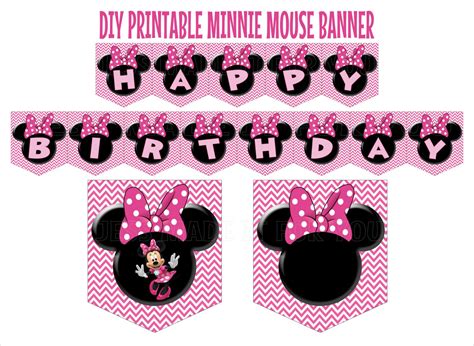 Free Printable Minnie Mouse Birthday Banner Template